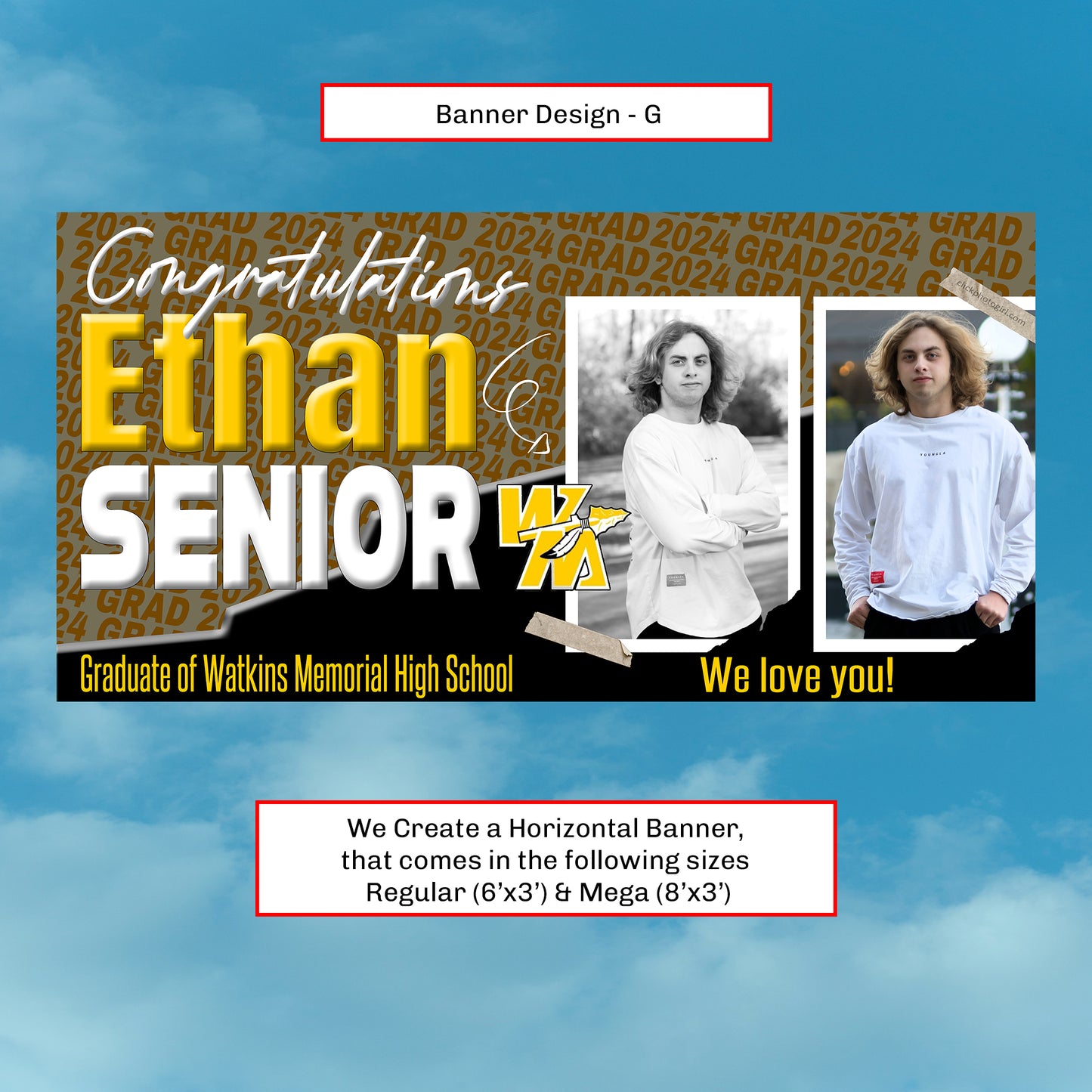 Graduation Banner - Custom Horizontal - Style (G)